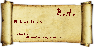 Miksa Alex névjegykártya